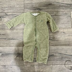• Kissy Kissy • Baby Dinosaur Button Down One Piece Jumpsuit Green / White